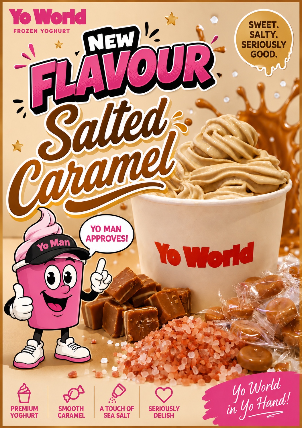 Salted caramel frozen yoghurt promotion